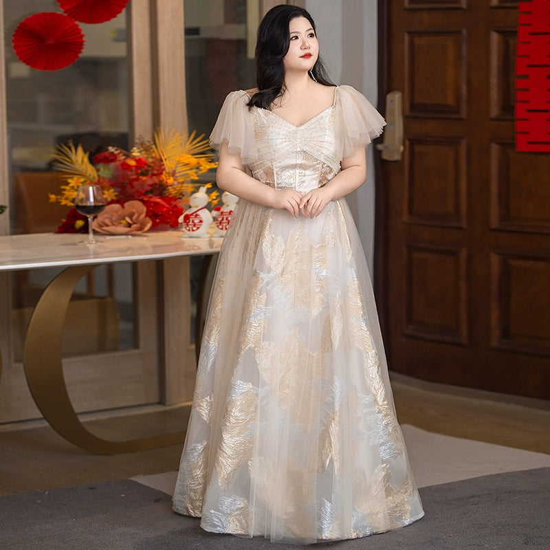 Elegant Plus Size Evening Dress with Beaded Detail