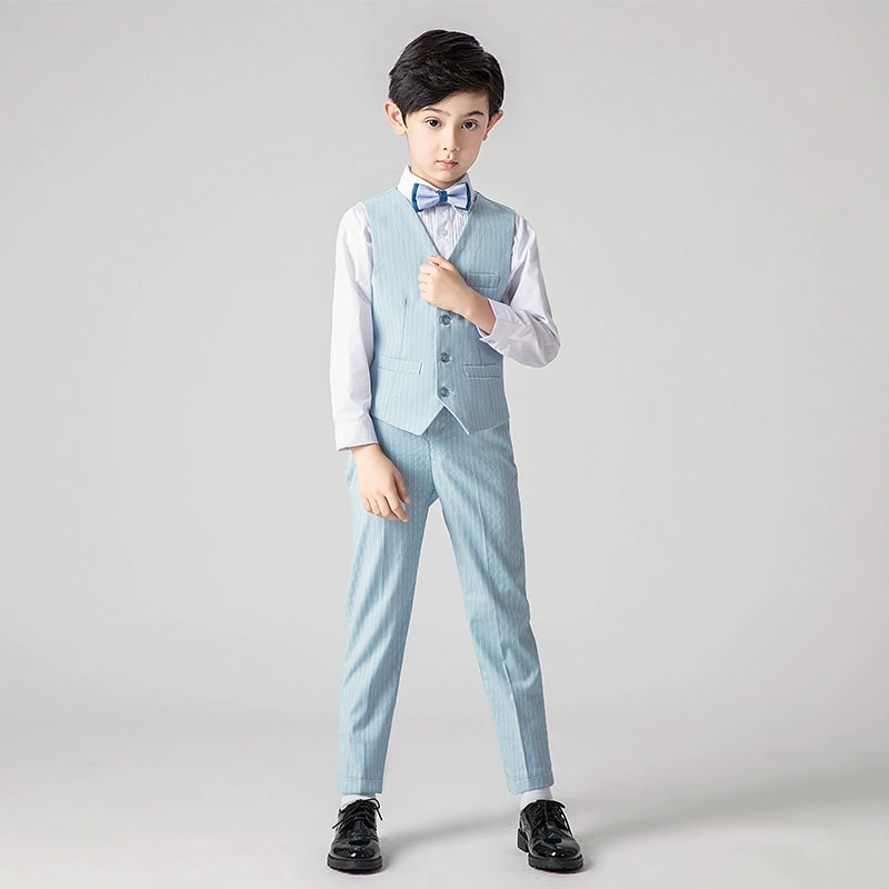 Boys' Elegant Vest Suit Set for Piano Performance & Autumn