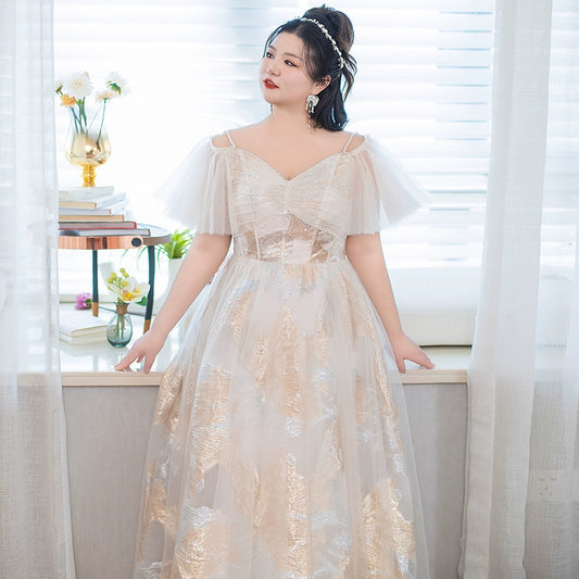 Elegant Plus Size Evening Dress with Beaded Detail