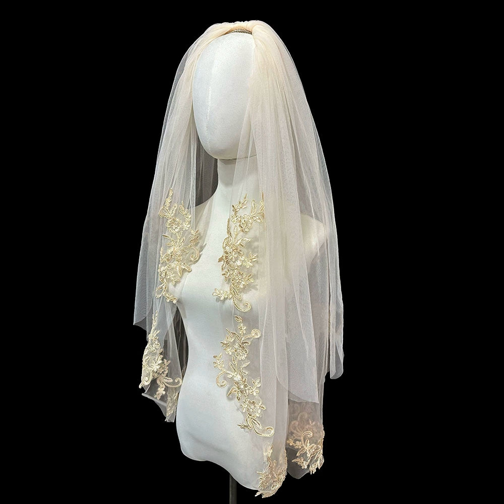 Champagne Double-Layer Bridal Veil