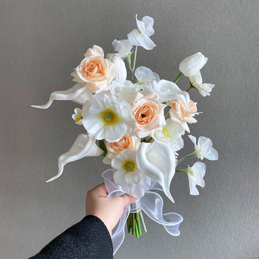 Champagne Color Artificial Flower Bouquet Prop for Wedding Photography