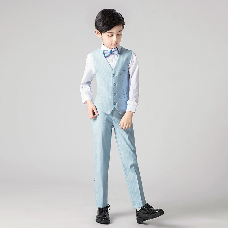 Boys' Elegant Vest Suit Set for Piano Performance & Autumn