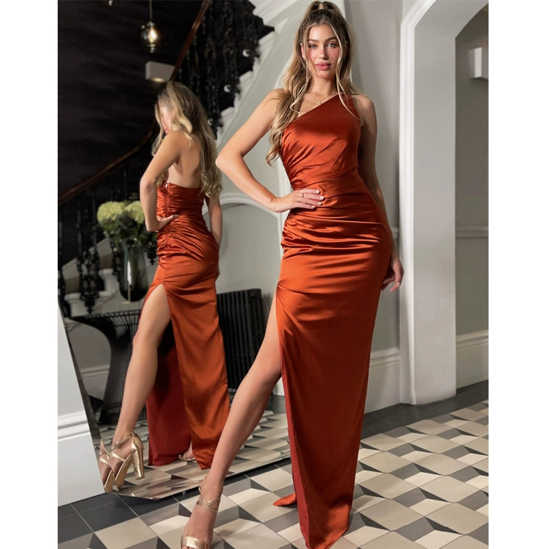 Caramel Satin Bridesmaid Dress