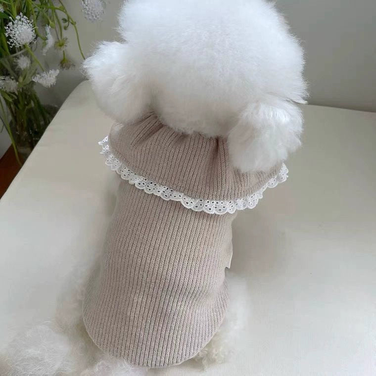 Pet Lace Cardigan Sweater Warm for Small Dogs Autumn