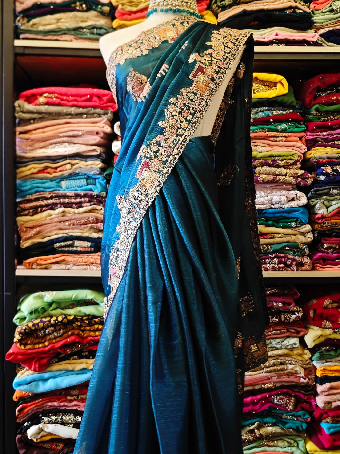 Handmade Nepal Ice Blue Saree