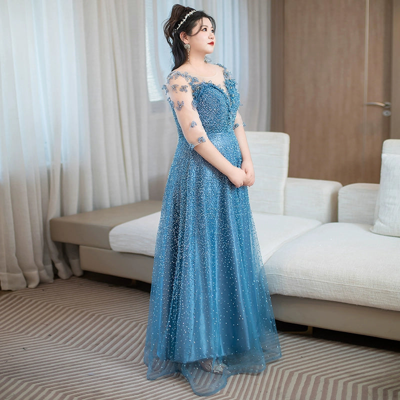 Gray Blue Evening Dress