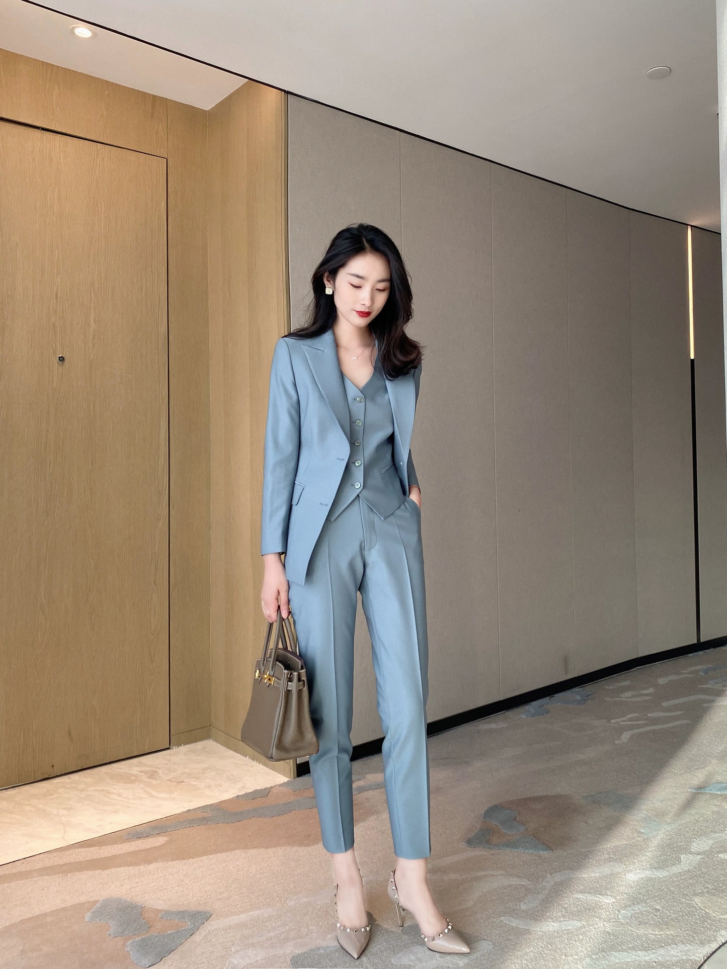 Elegant Korean-Style Spring Autumn Women's 3-Piece Suit Set