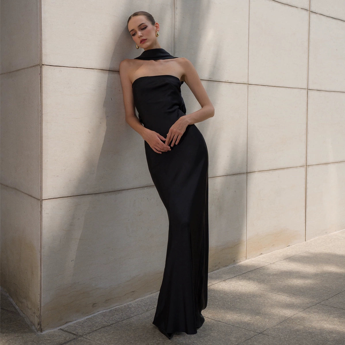 Elite Black Bridesmaid Evening Dress