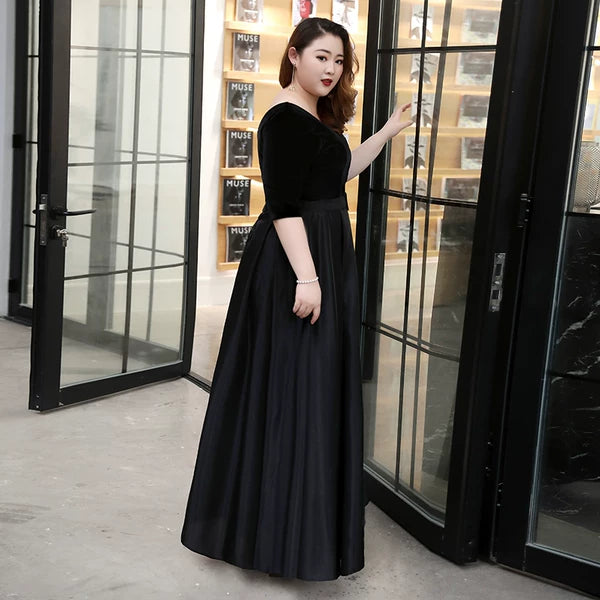 Black Satin Evening Dress