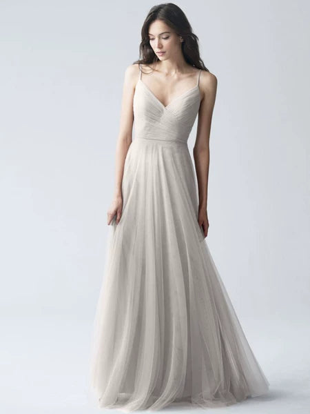 Bridesmaid Dress Mesh A-Line High Waist Long Sleeve