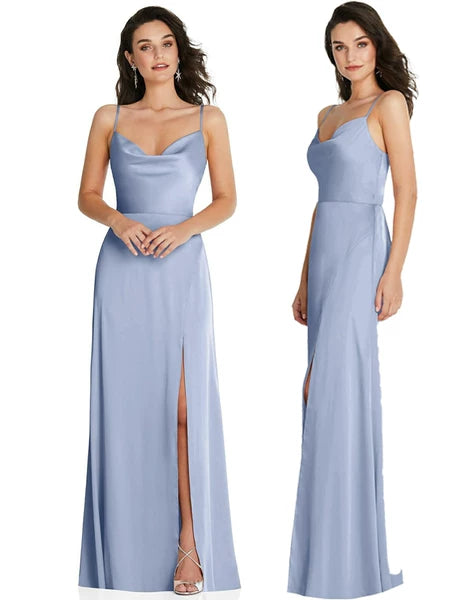 Azure Satin Bridesmaid Dresses