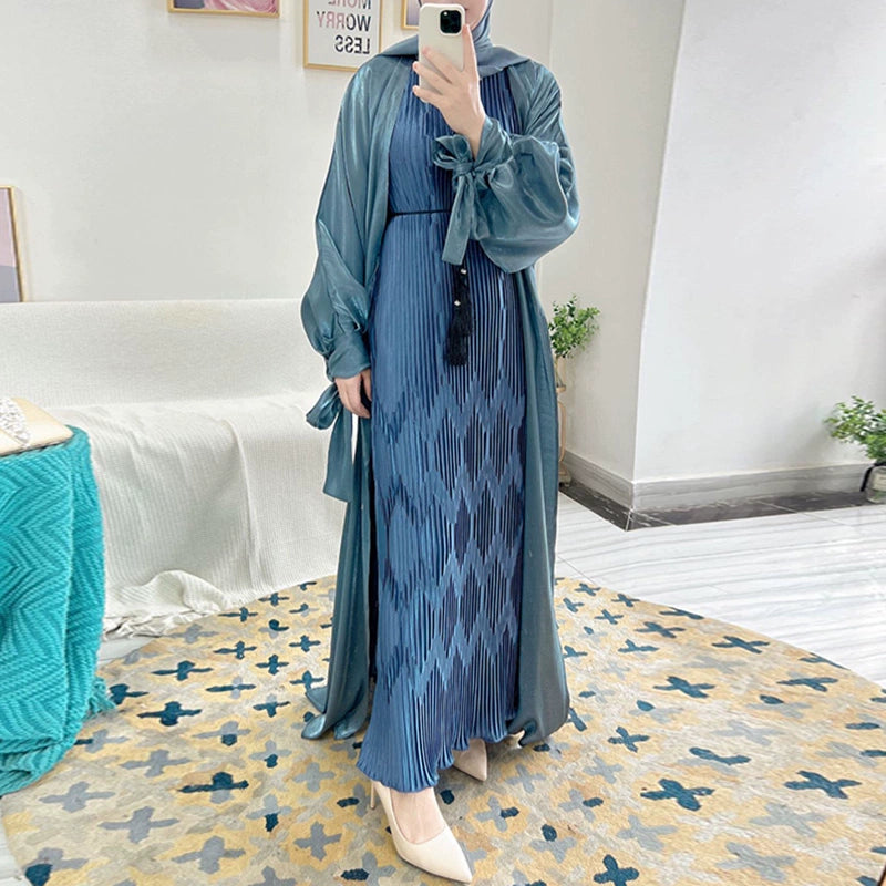 Elegant Puff Sleeve Cardigan Summer Skirt with Lace Detail