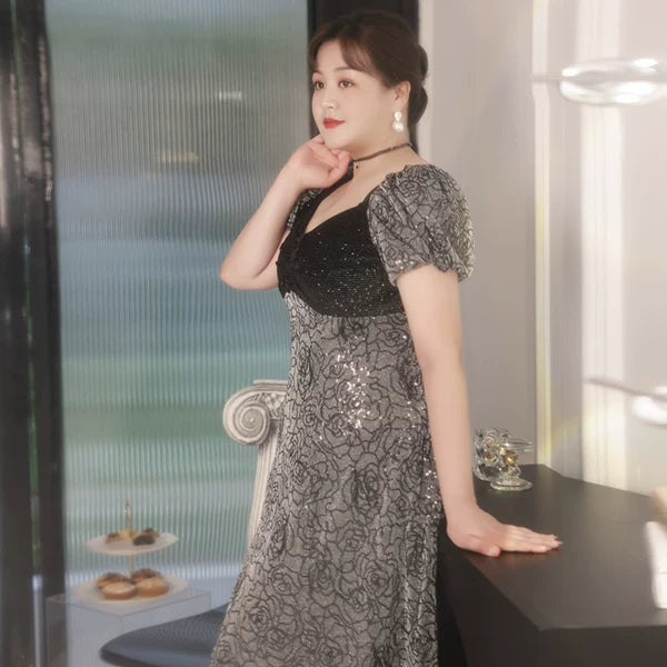 Elegant French Winter Evening Dress Plus Size