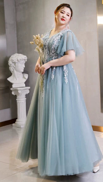 V-Neck Evening Gown 3XL Fitted