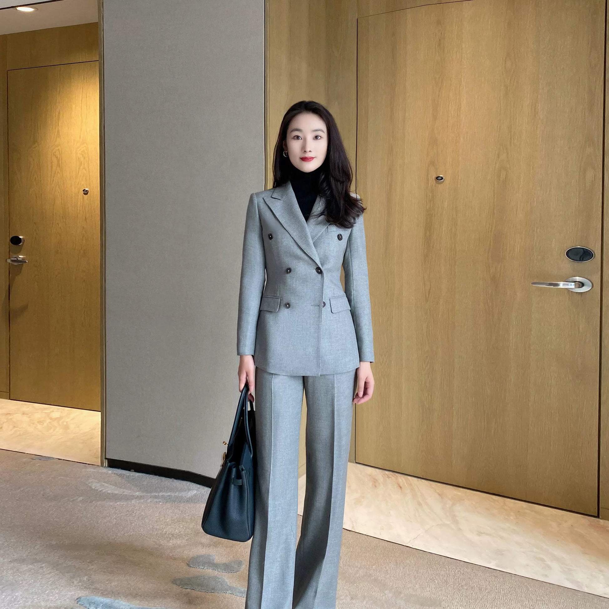 Premium Light Grey Wool Suit Jacket and Trousers