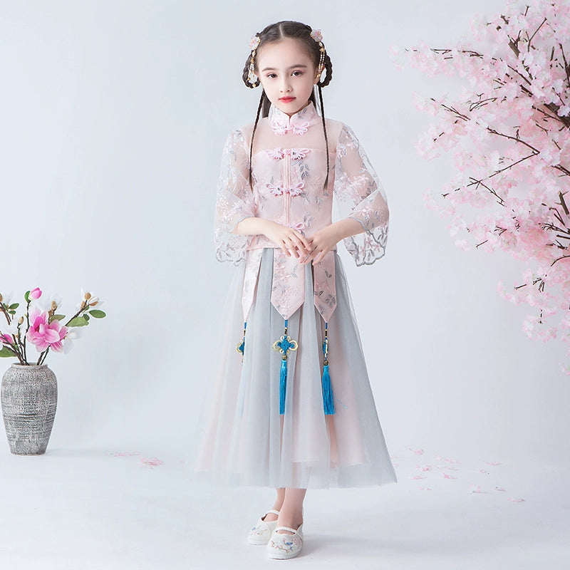 Elegant Summer Hanfu Cheongsam: Perfect for Children's Catwalk & Performances
