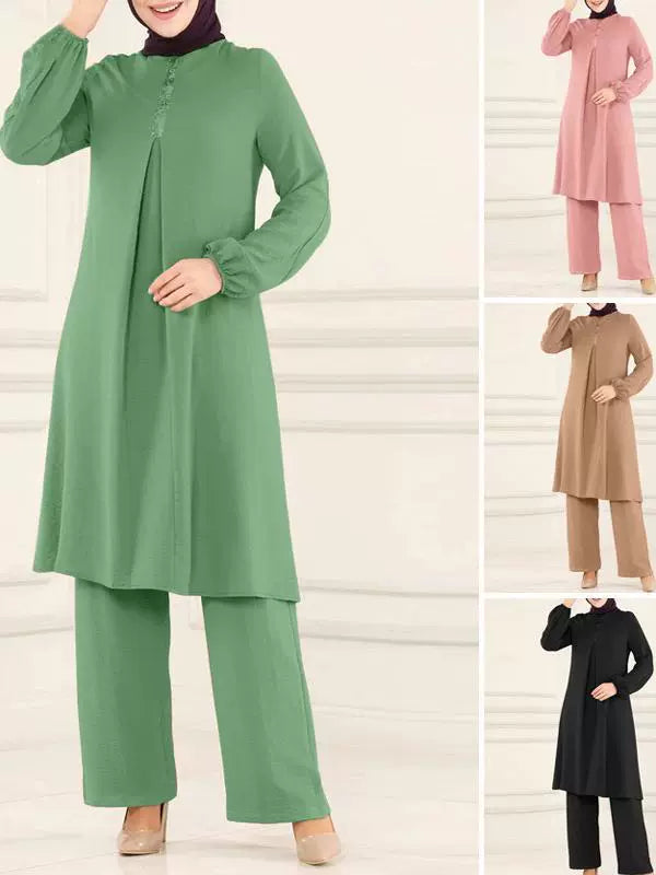 Ethnic Long Dress Set Maxi Length Oversize