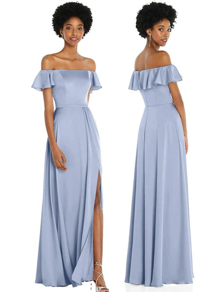 Azure Satin Bridesmaid Dresses