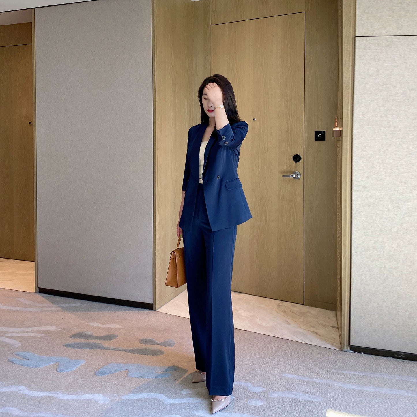Summer Classic Suit Jacket Set with Loose Straight Trousers