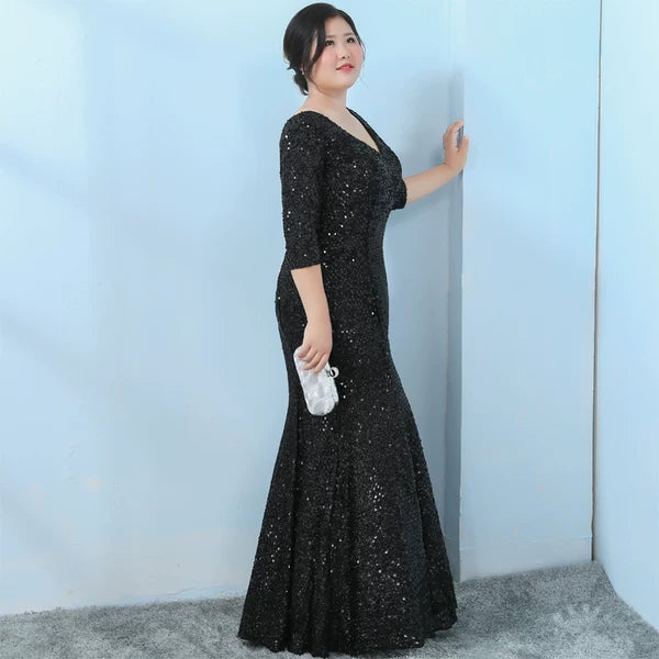 Black Sequin Elegant Evening Dress