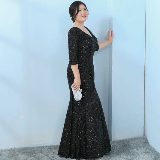 Black Sequin Elegant Evening Dress