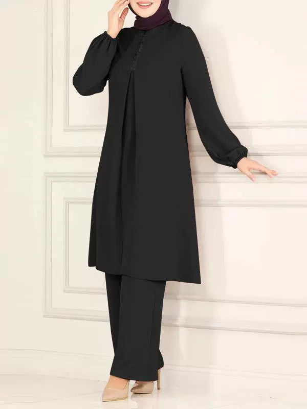 Ethnic Long Dress Set Maxi Length Oversize