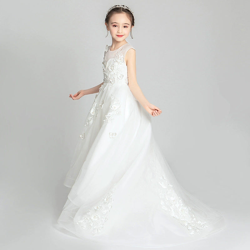 Elegant Girl's Evening Dress Piano Performance Costume Flower Girl Gown