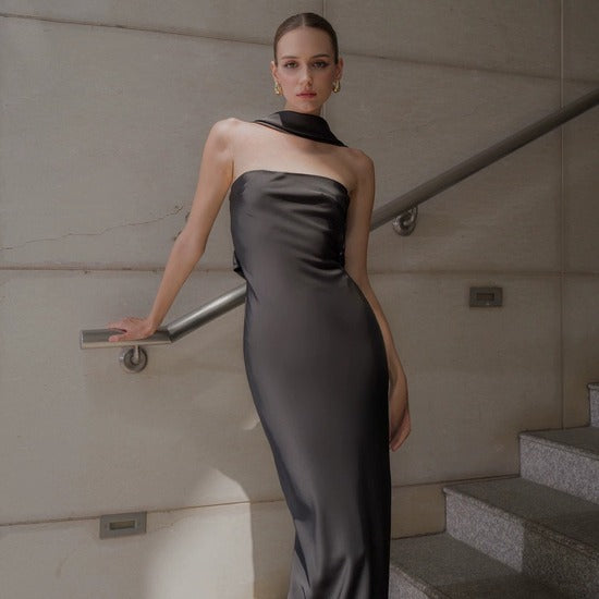 Elite Black Bridesmaid Evening Dress