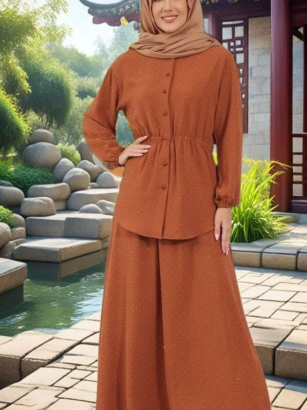 Arabic Long Cardigan Skirt Set