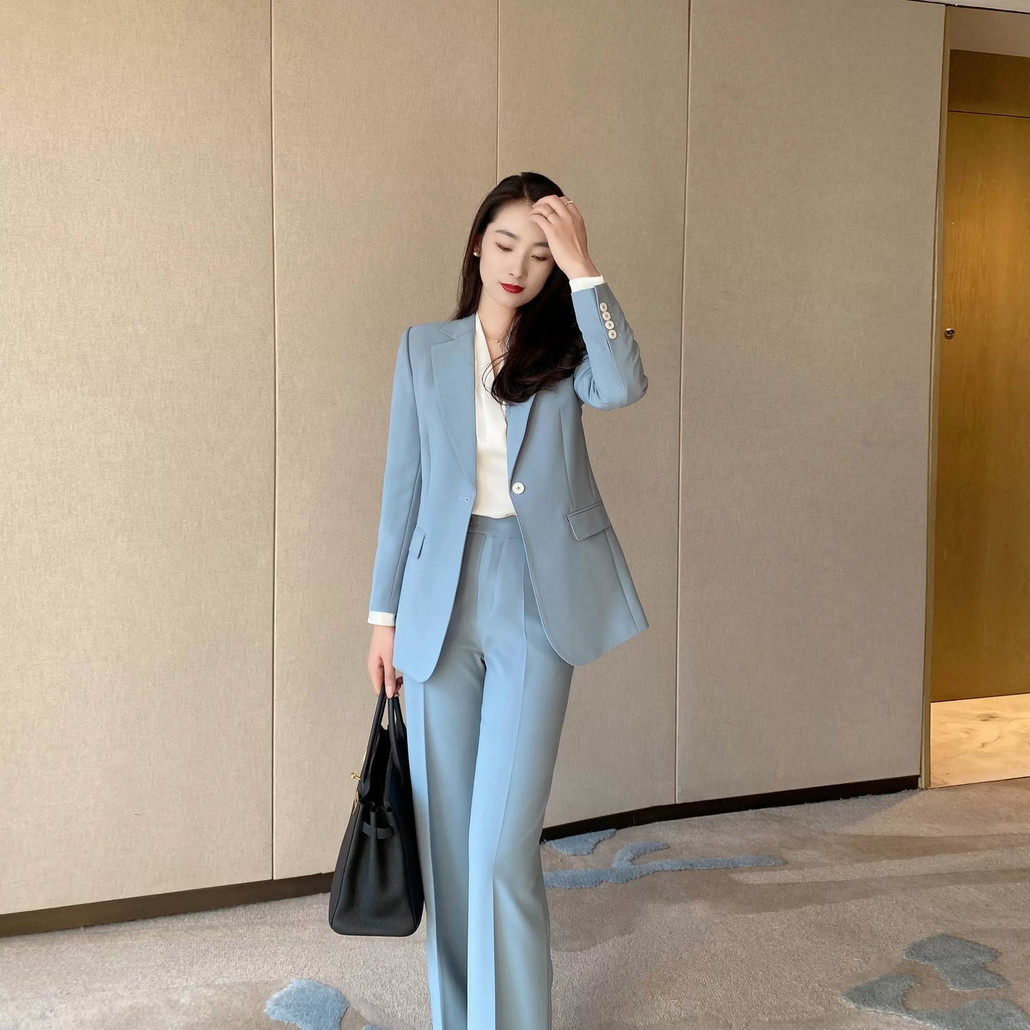 Lake Blue Women's Spring Suit Jacket Two-Piece Set