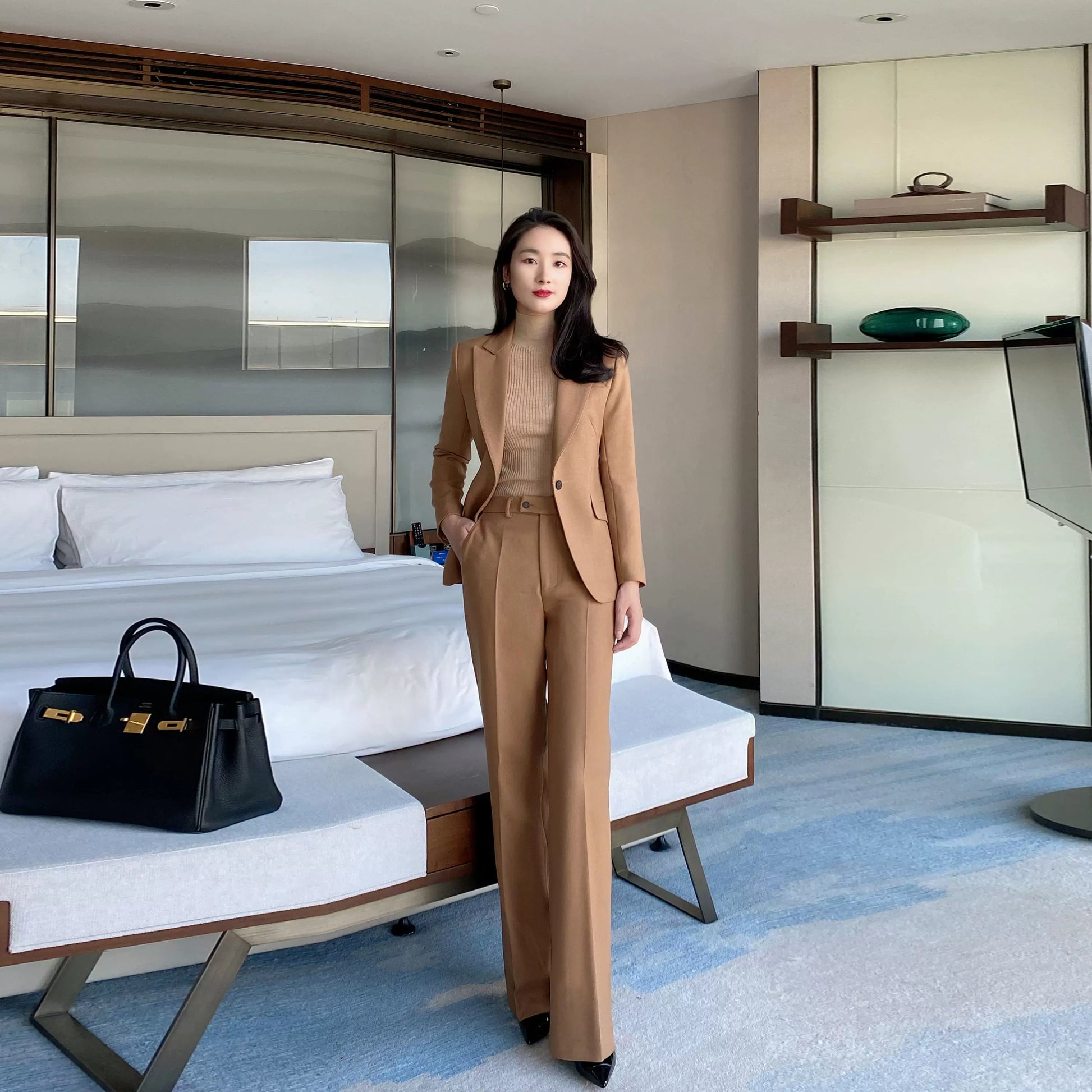 Winter Woolen Suit with Flared Trousers, Thick High-Quality Design