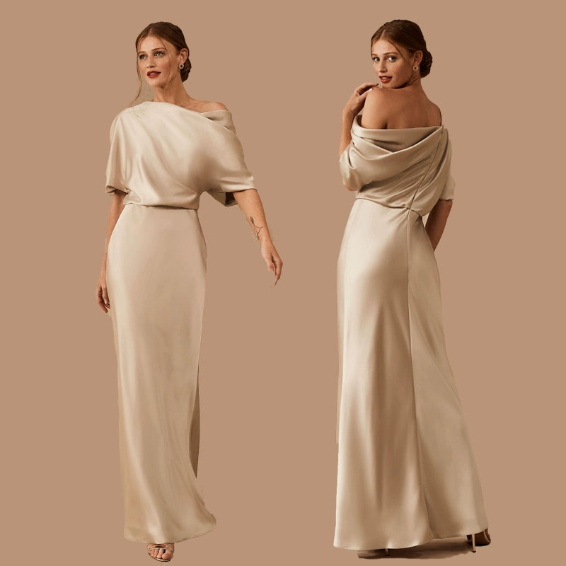 Champagne Colored Fitted Bridesmaid Dress