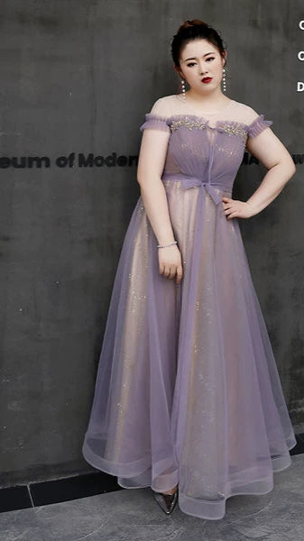 Purple Fitted Evening Dress