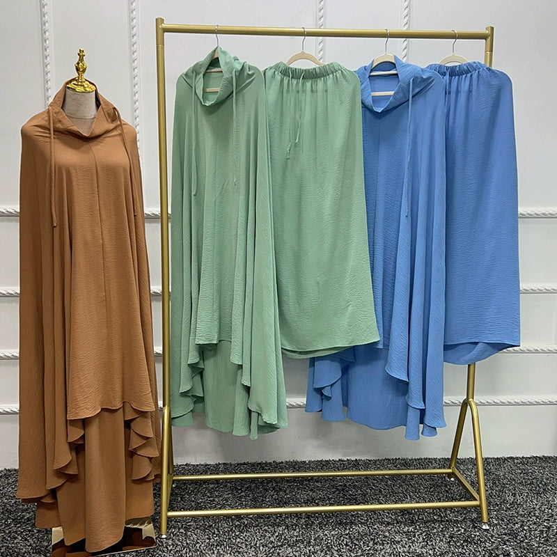 Arabic Set Ethnic Scarf and Loose Fit Skirt Simple Elegant Design