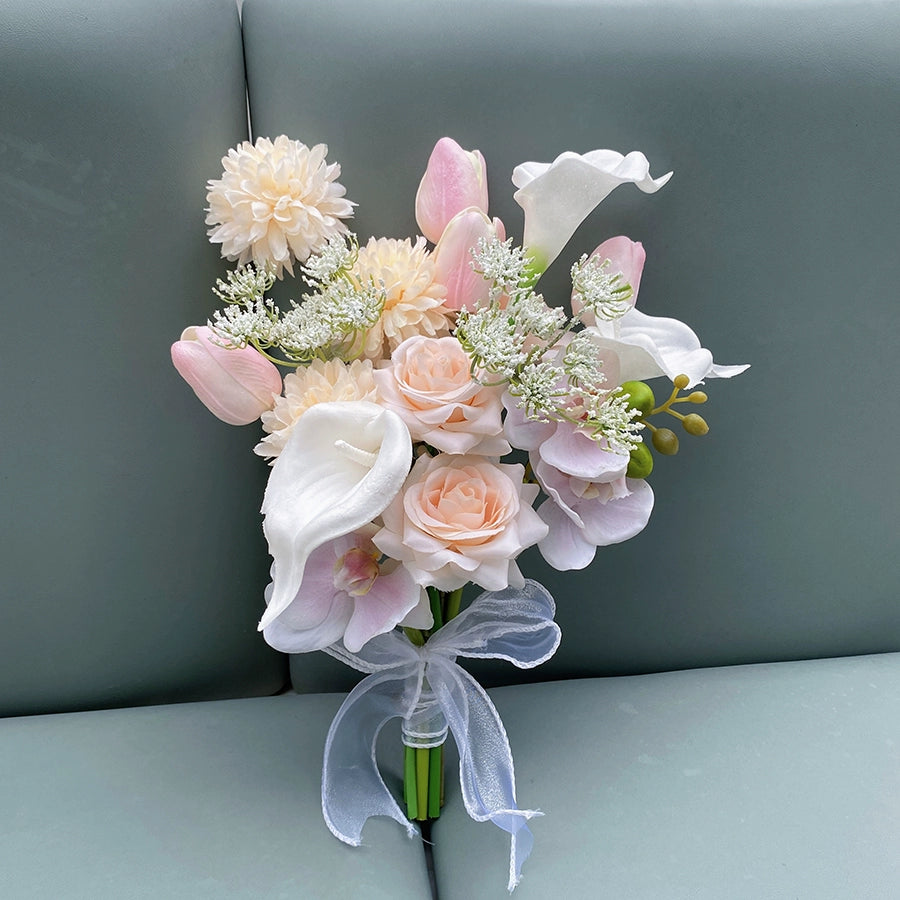 Champagne Color Artificial Flower Bouquet Prop for Wedding Photography