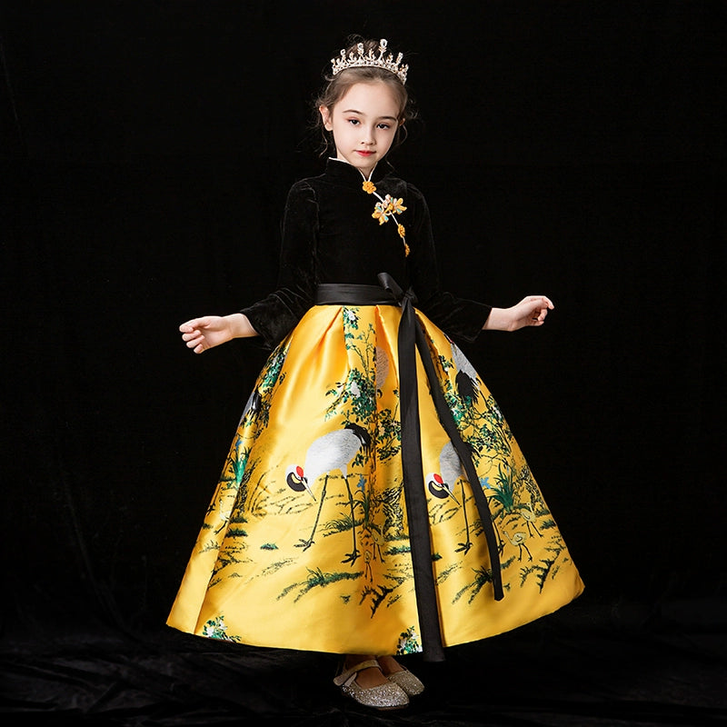 Winter Thicken Padded Chinese Style Cheongsam Hanfu for Children