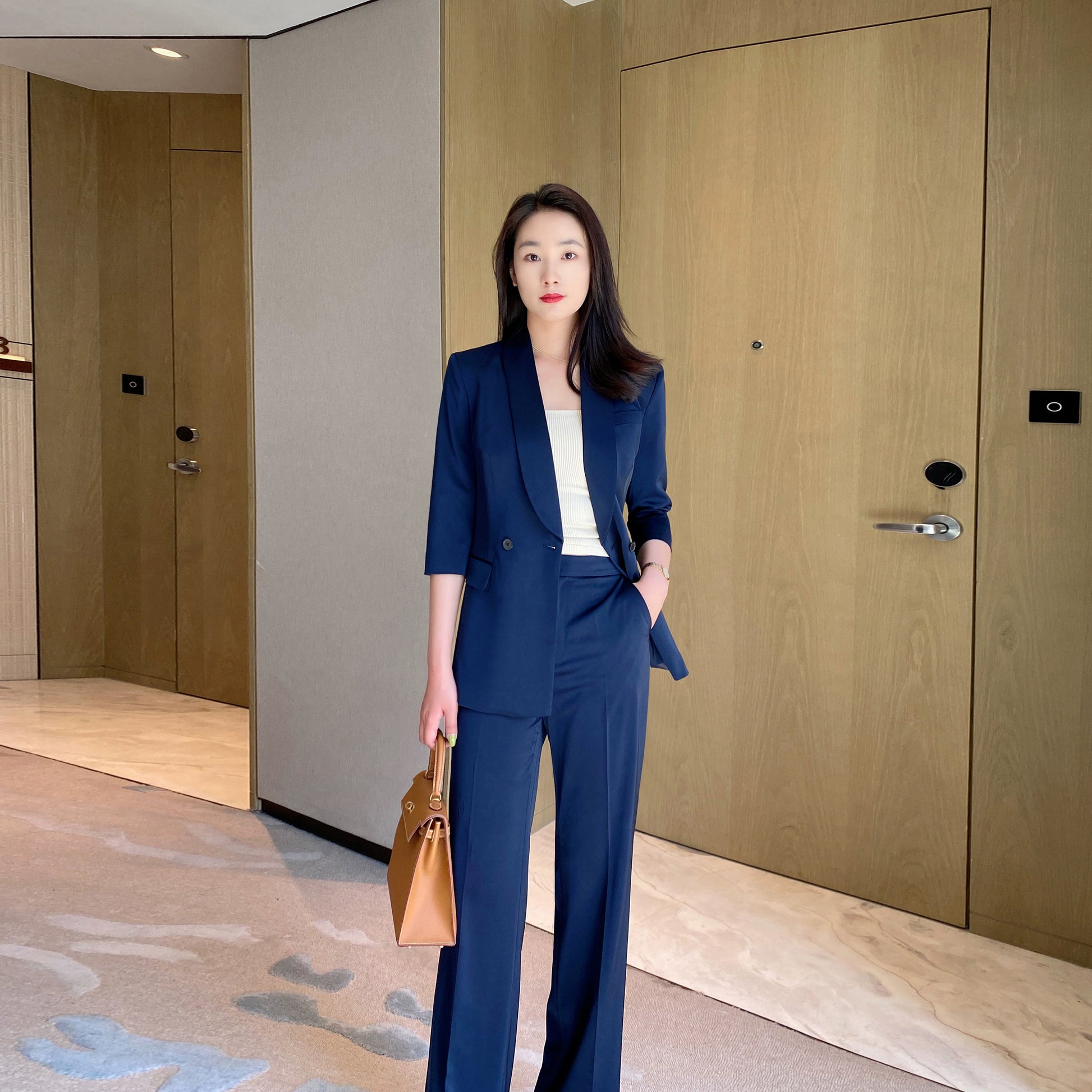 Summer Classic Suit Jacket Set with Loose Straight Trousers