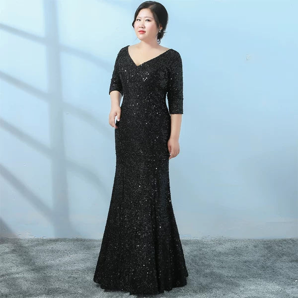 Black Sequin Elegant Evening Dress