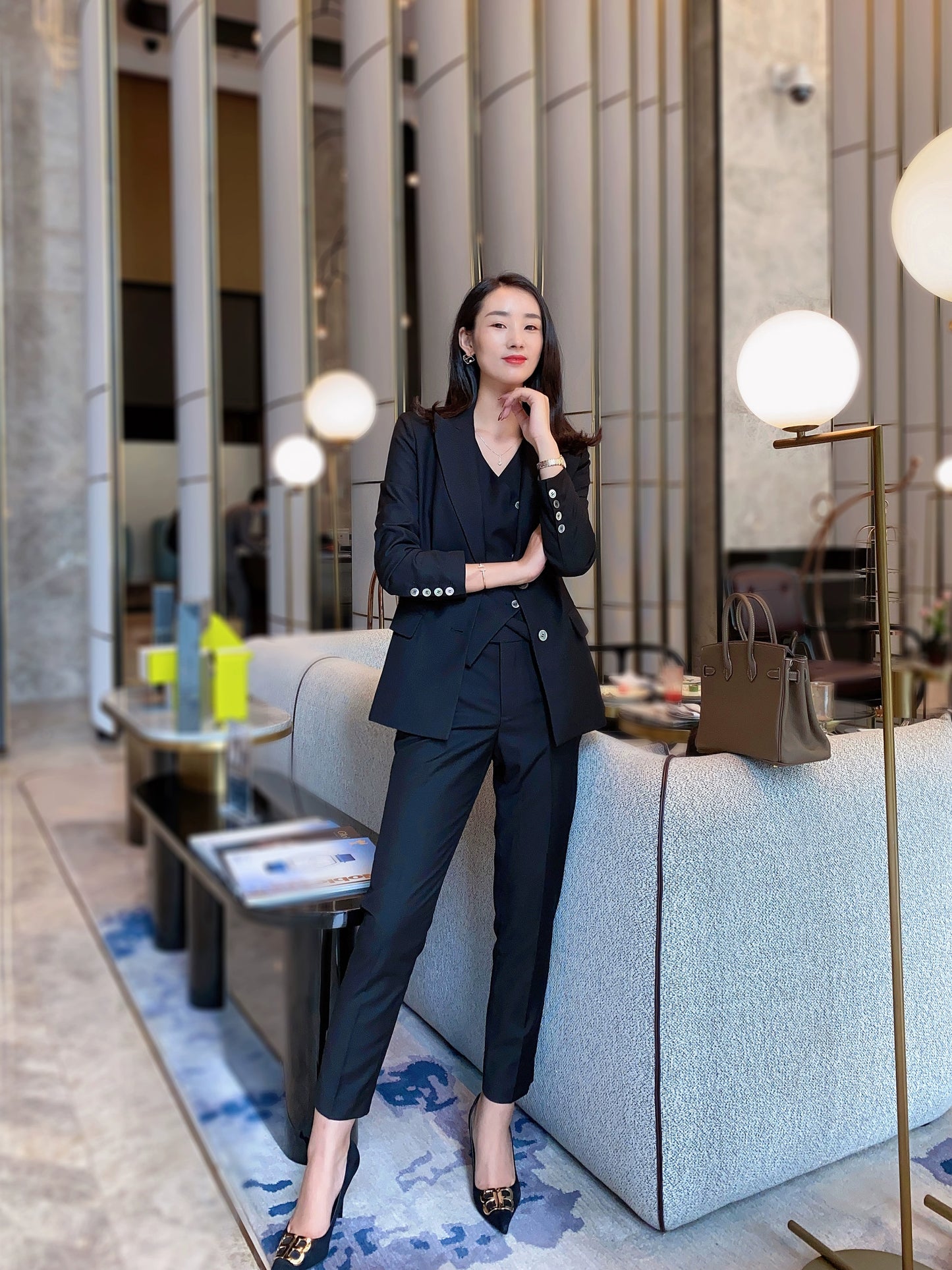 Elegant Black Autumn 3-Piece Women's Suit Set with Vest