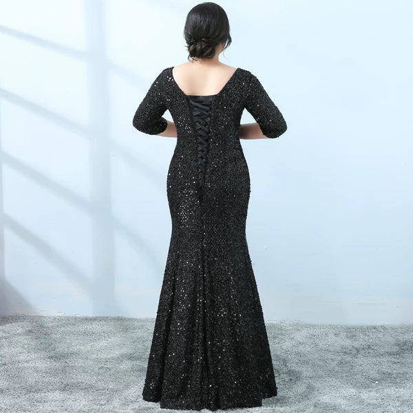 Black Sequin Elegant Evening Dress