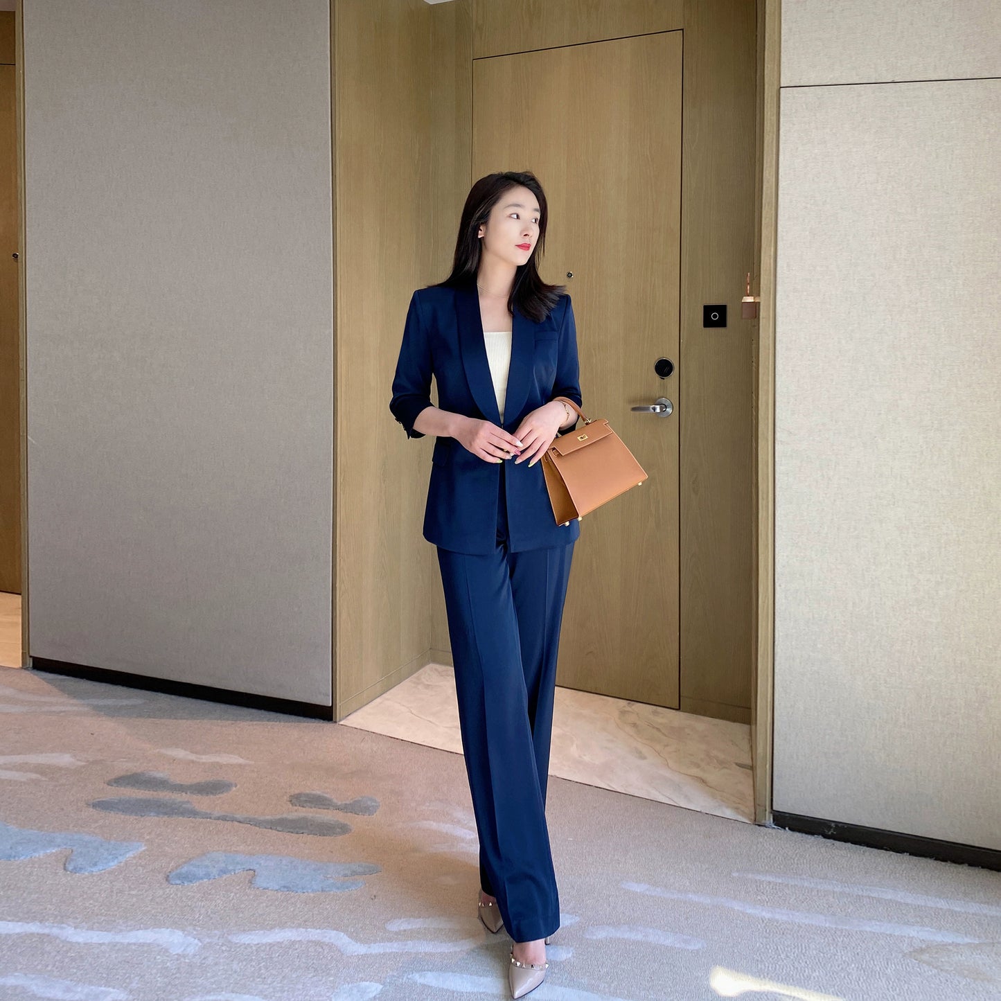 Summer Classic Suit Jacket Set with Loose Straight Trousers