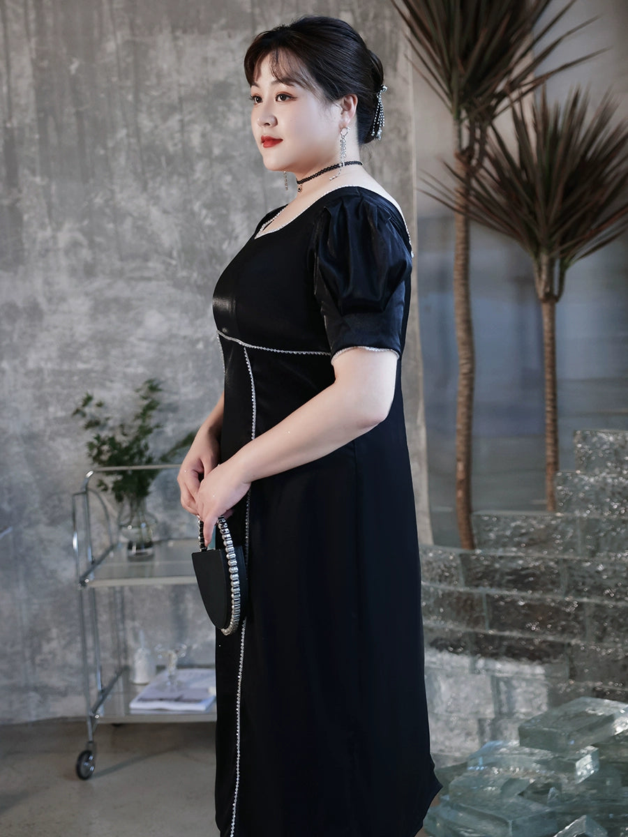 Elegant French Square Neckline A-Line Dress