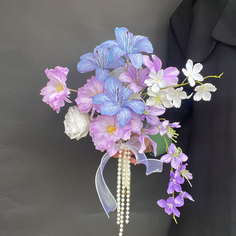 Purple Realistic Bridal Photo Prop Handheld Bouquet Decoration