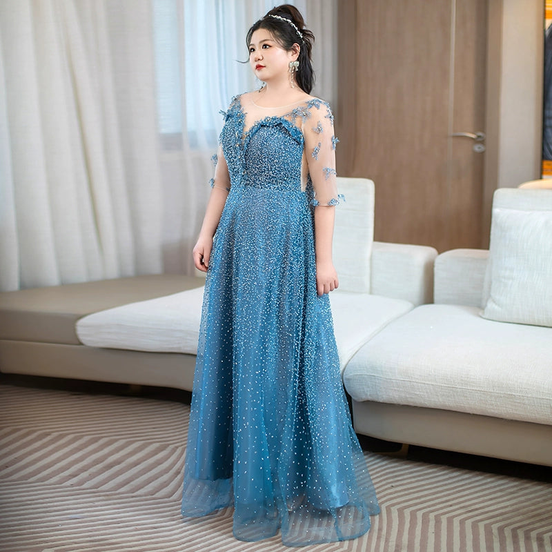 Gray Blue Evening Dress