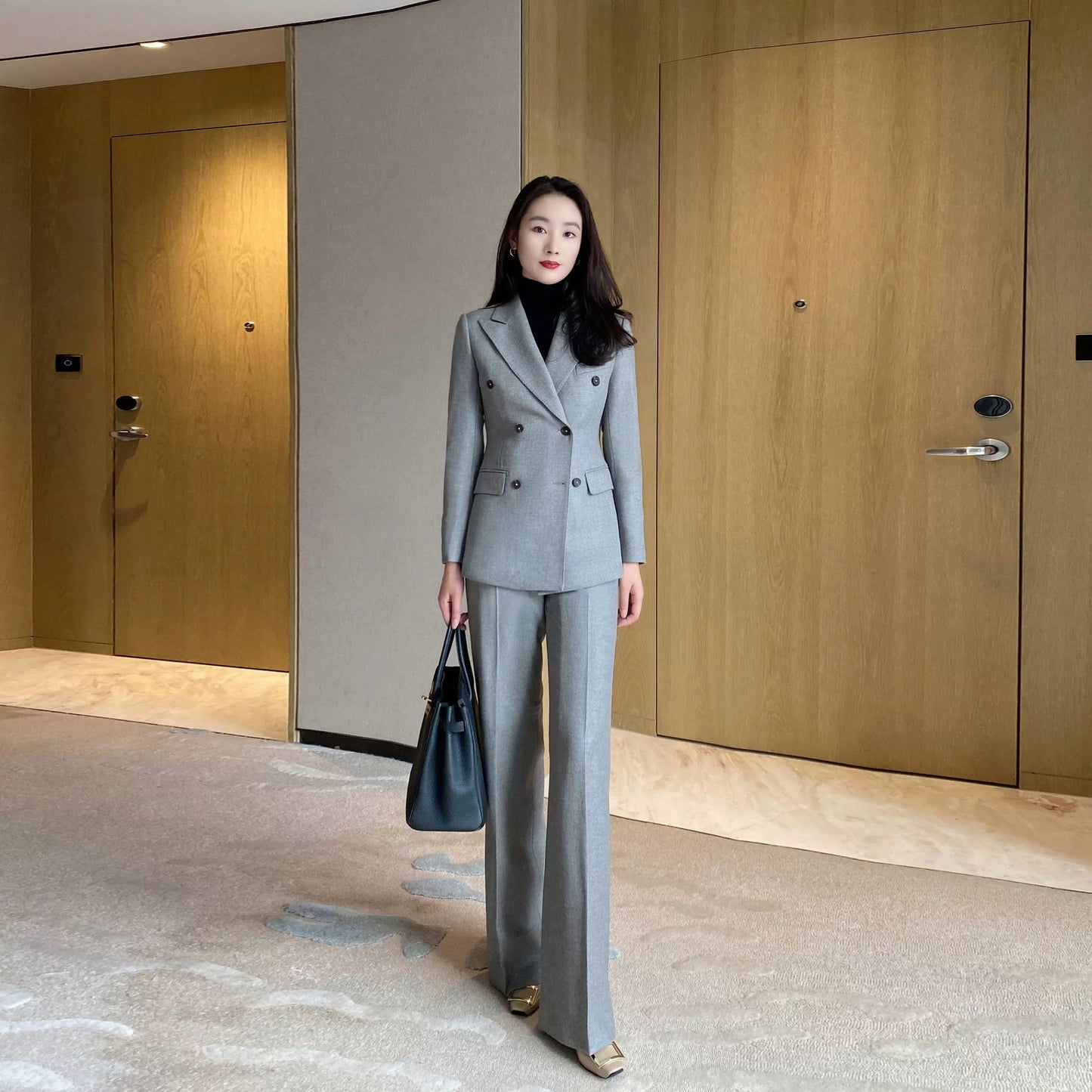 Premium Light Grey Wool Suit Jacket and Trousers