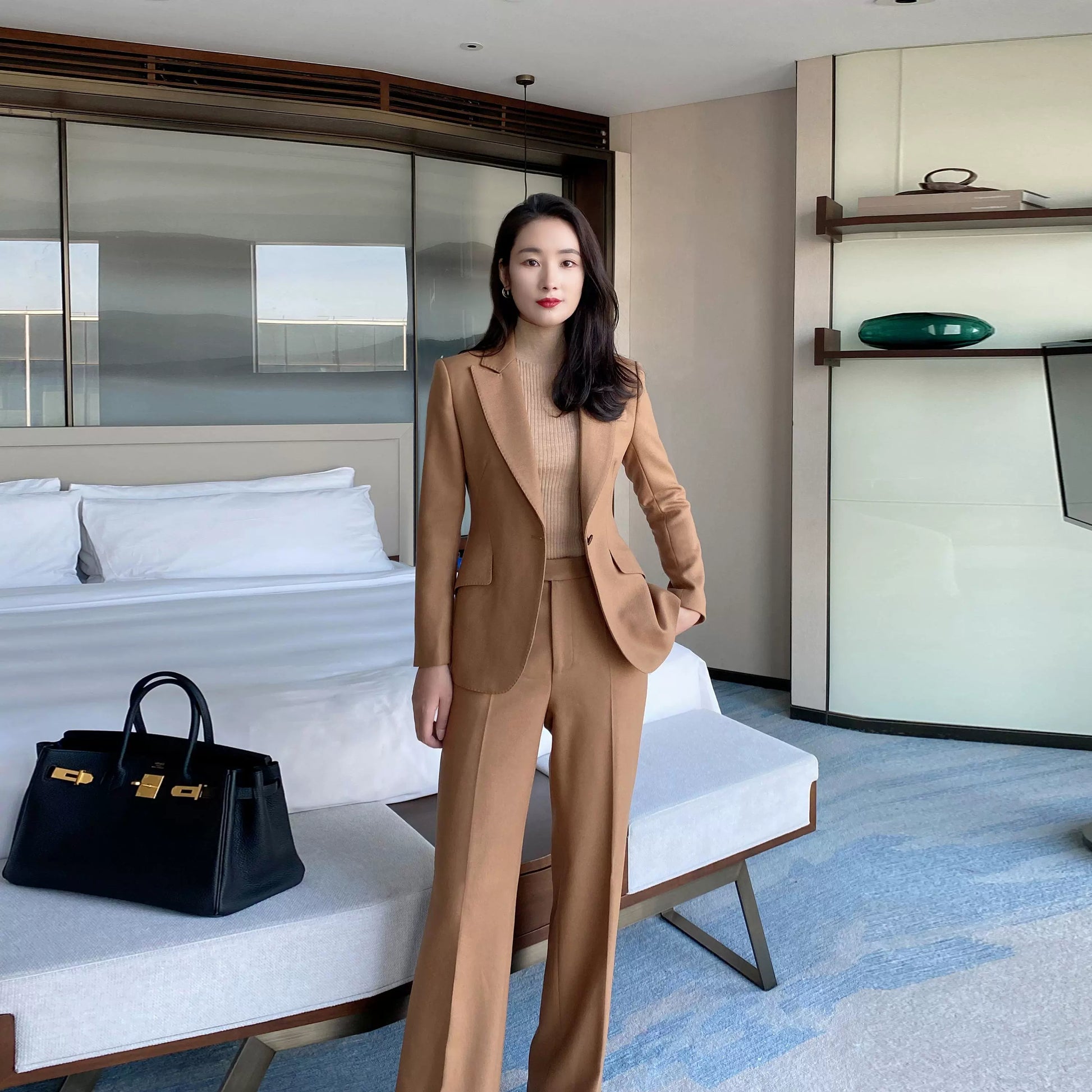 Winter Woolen Suit with Flared Trousers, Thick High-Quality Design