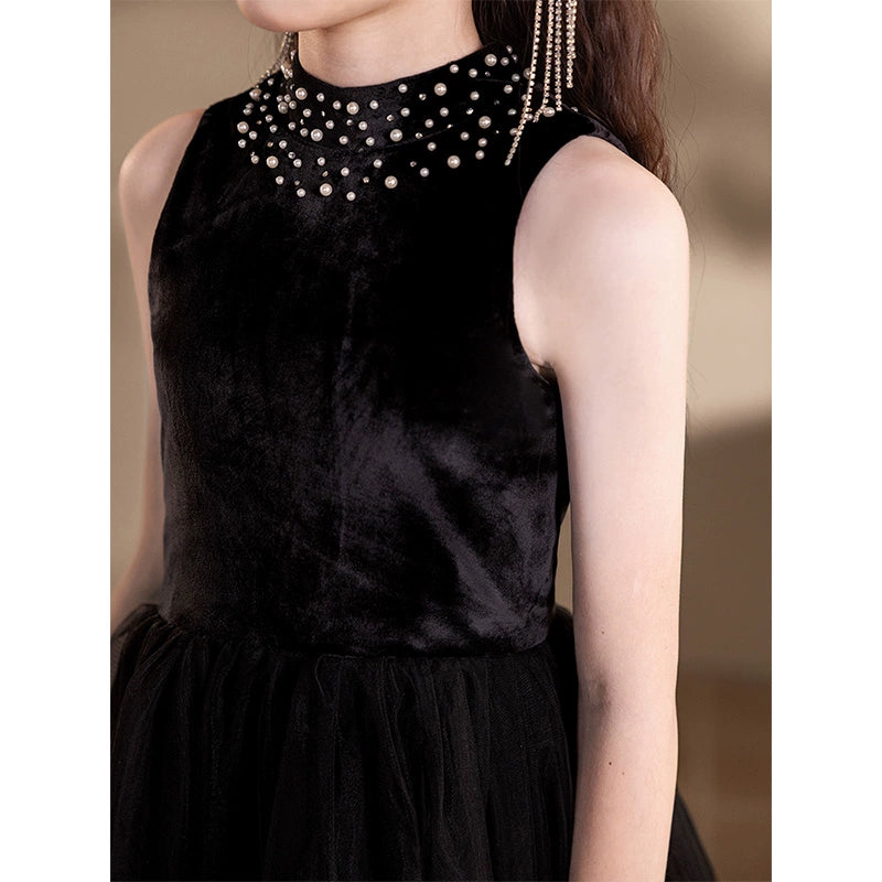 Black Princess Velvet Dress