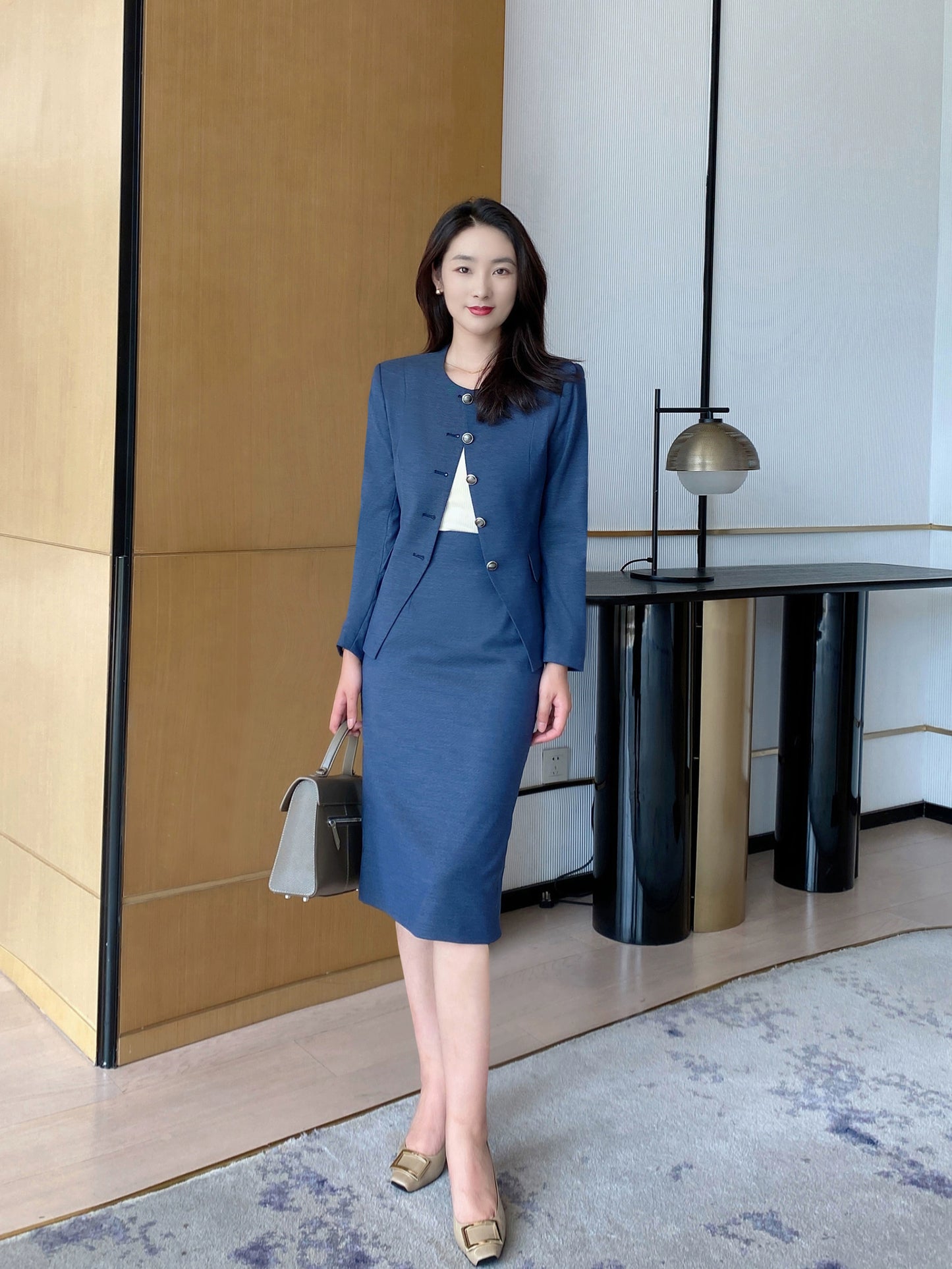 Autumn Fitted Classic Suit Jacket Brace Pleated Skirt Set Chanel Style