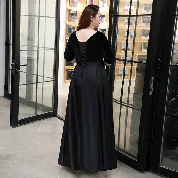 Black Satin Evening Dress