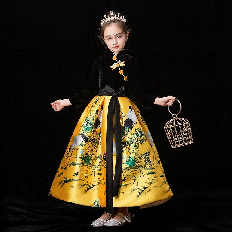 Winter Thicken Padded Chinese Style Cheongsam Hanfu for Children
